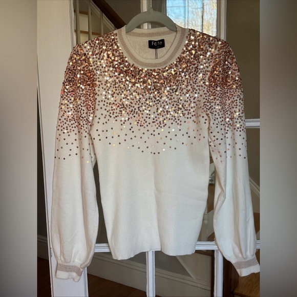 Fate Sweaters - Fate Cream Sequin Sweater size Large